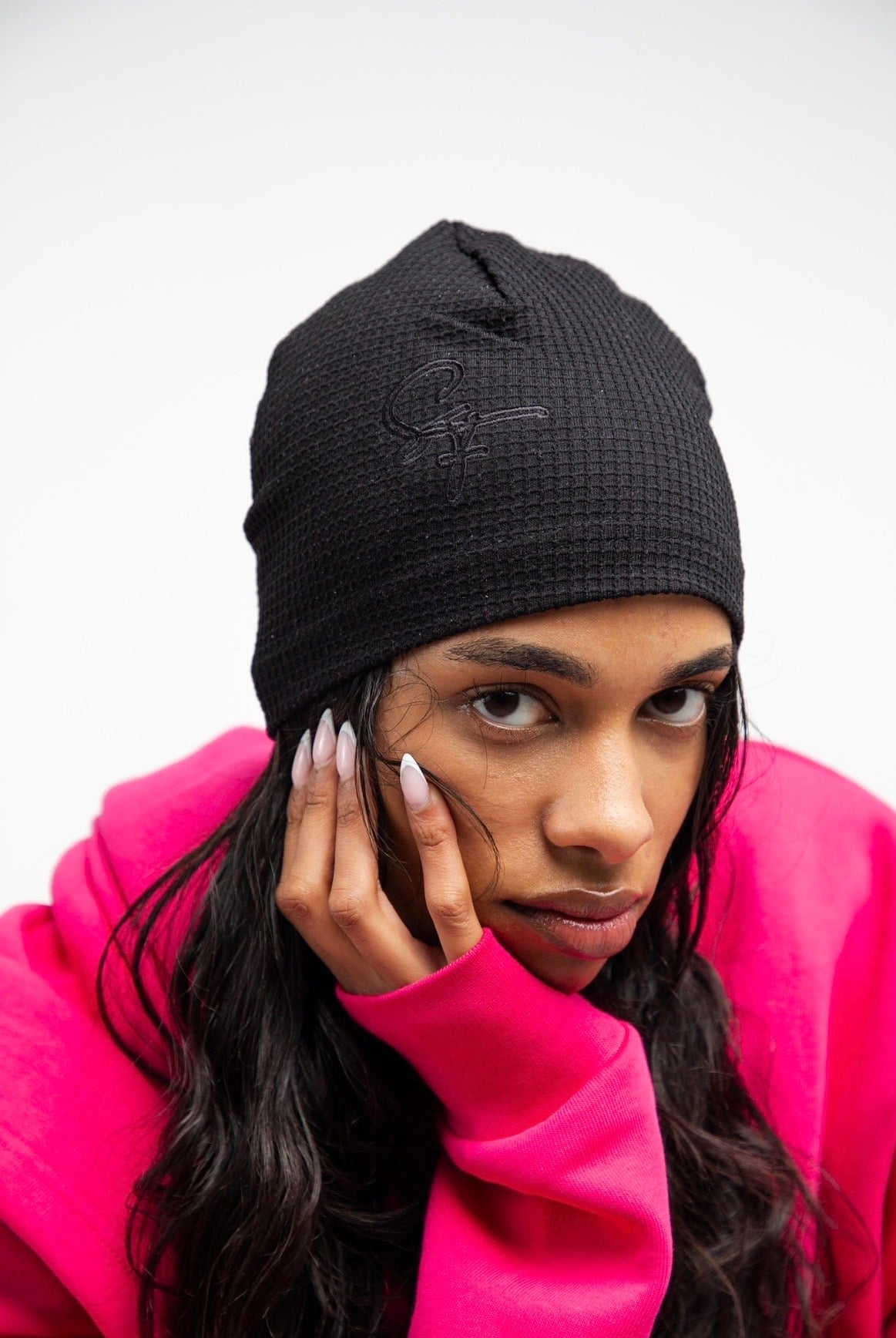 WAFFLE BEANIE - BLACK